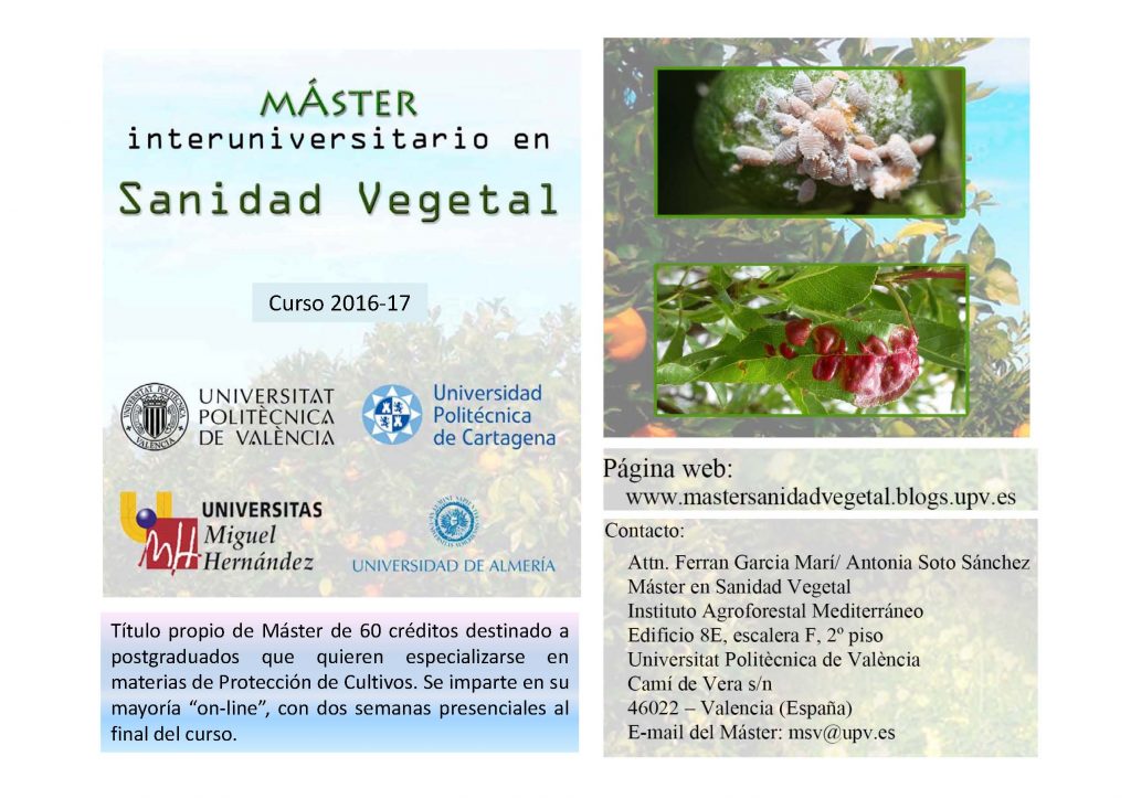 MÁSTER SANIDAD VEGETAL 2016-2017